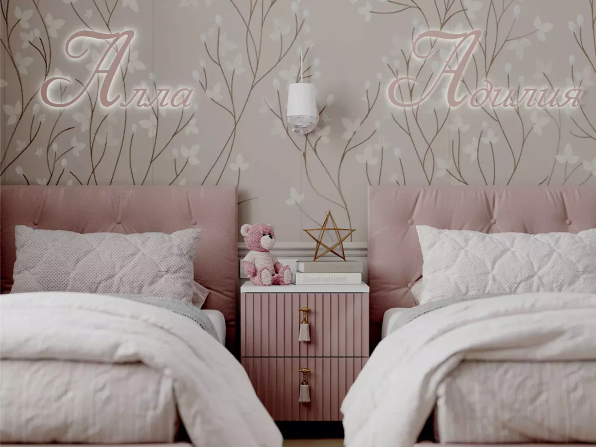Бело-розовая мебель в комнату 2 девочек 6171-2-8