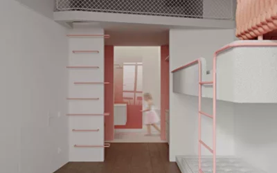 Минималистичный дизайн детской комнаты для 2 девочек — интерьер в бело-розовом цвете