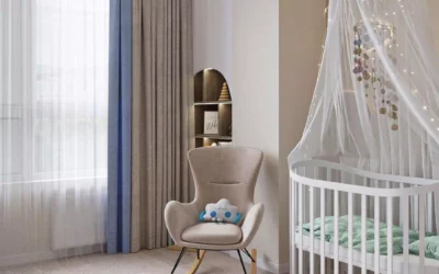 Дизайн детской комнаты со светлой мебелью для новорожденного