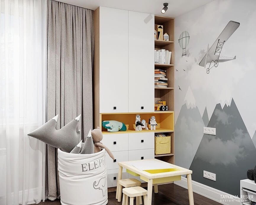 ≡ ➤ Дизайн детской комнаты для мальчика в спокойных тонах ⋆ Фабрика мебели «Mamka™» ᐈ Эксперт детского пространства
