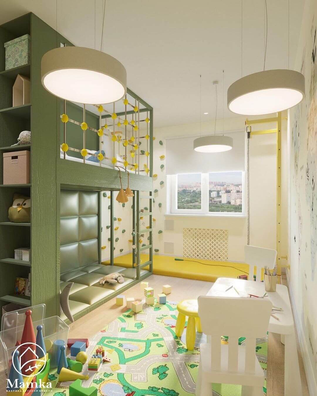 Дизайн детской комнаты в зеленых оттенках 7