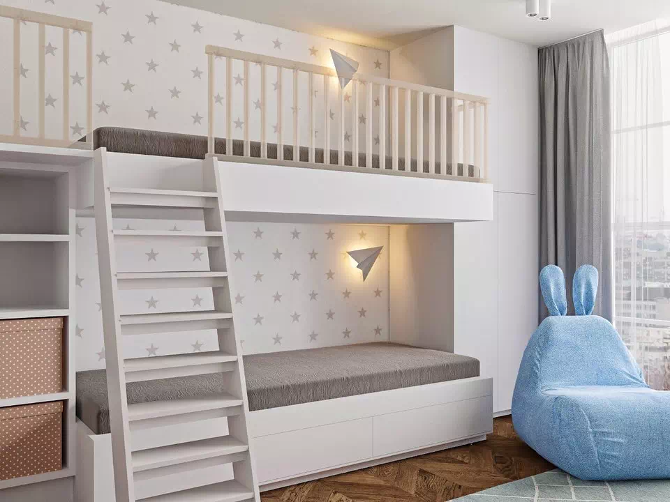Дизайн детской мальчика с двухъярусной кроватью 1