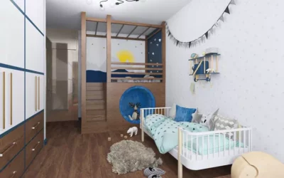 Светлый дизайн детской спальни для мальчика возрастом от 3 лет