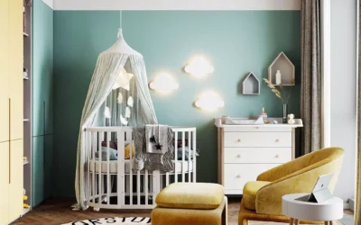 Дизайн детской спальни новорожденного малыша с нежным декором