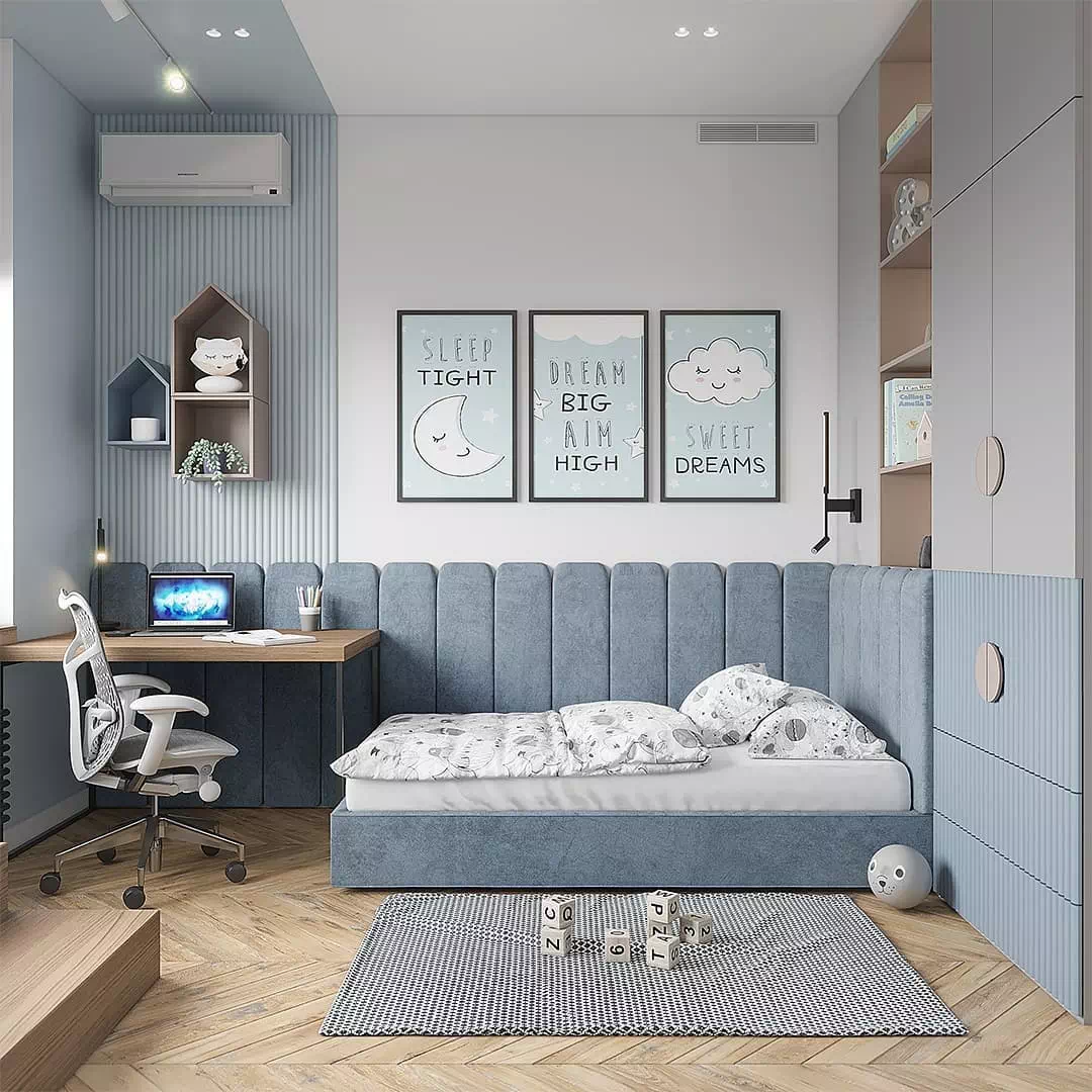 Дизайн комнаты мальчика в голубом цвете 1