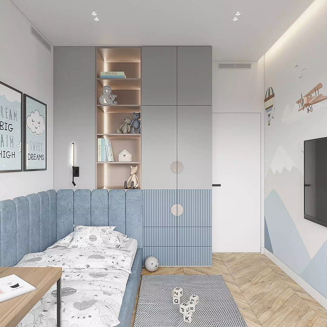 Дизайн комнаты мальчика в голубом цвете 2