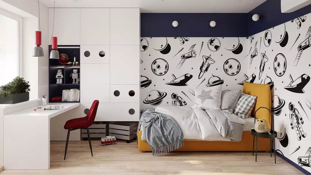 Дизайн комнаты мальчика в космическом стиле 1