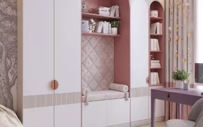 Дизайн подростковой комнаты девочки с интерьером в розовых тонах