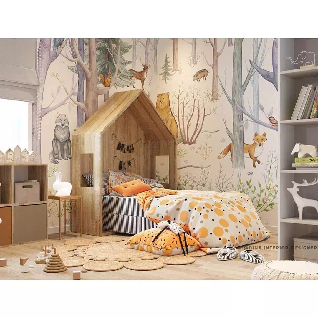 ≡ ➤ Дизайн-проект детской комнаты с фотообоями со сказкой ⋆ Фабрика мебели «Mamka™» ᐈ Эксперт детского пространства