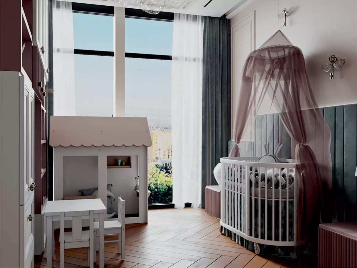 Дизайнерская мебель в комнату новорожденной девочки 5935-1-3