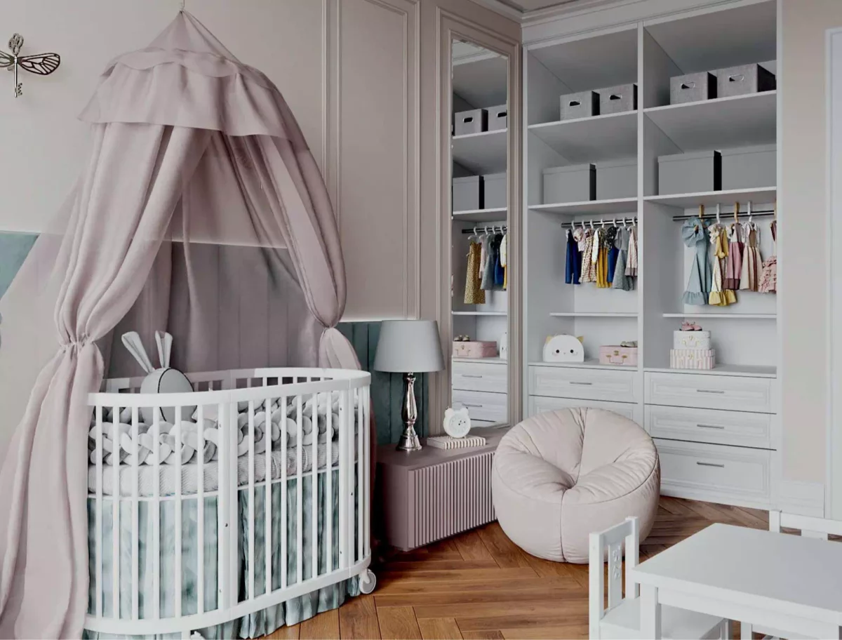 Дизайнерская мебель в комнату новорожденной девочки 5935-1-4