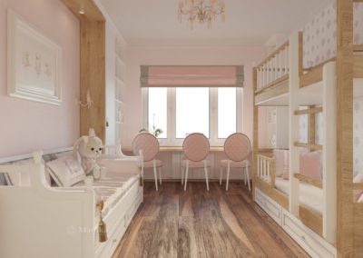 Спальня с классическим интерьером в розовых цветах