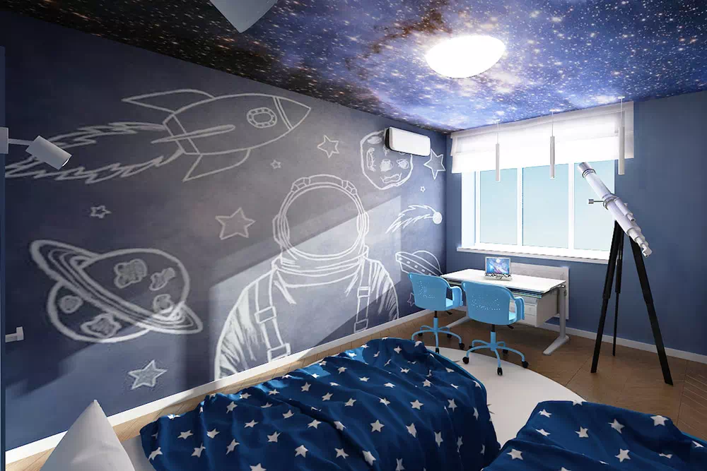 Спальня в стиле космос - 76 фото