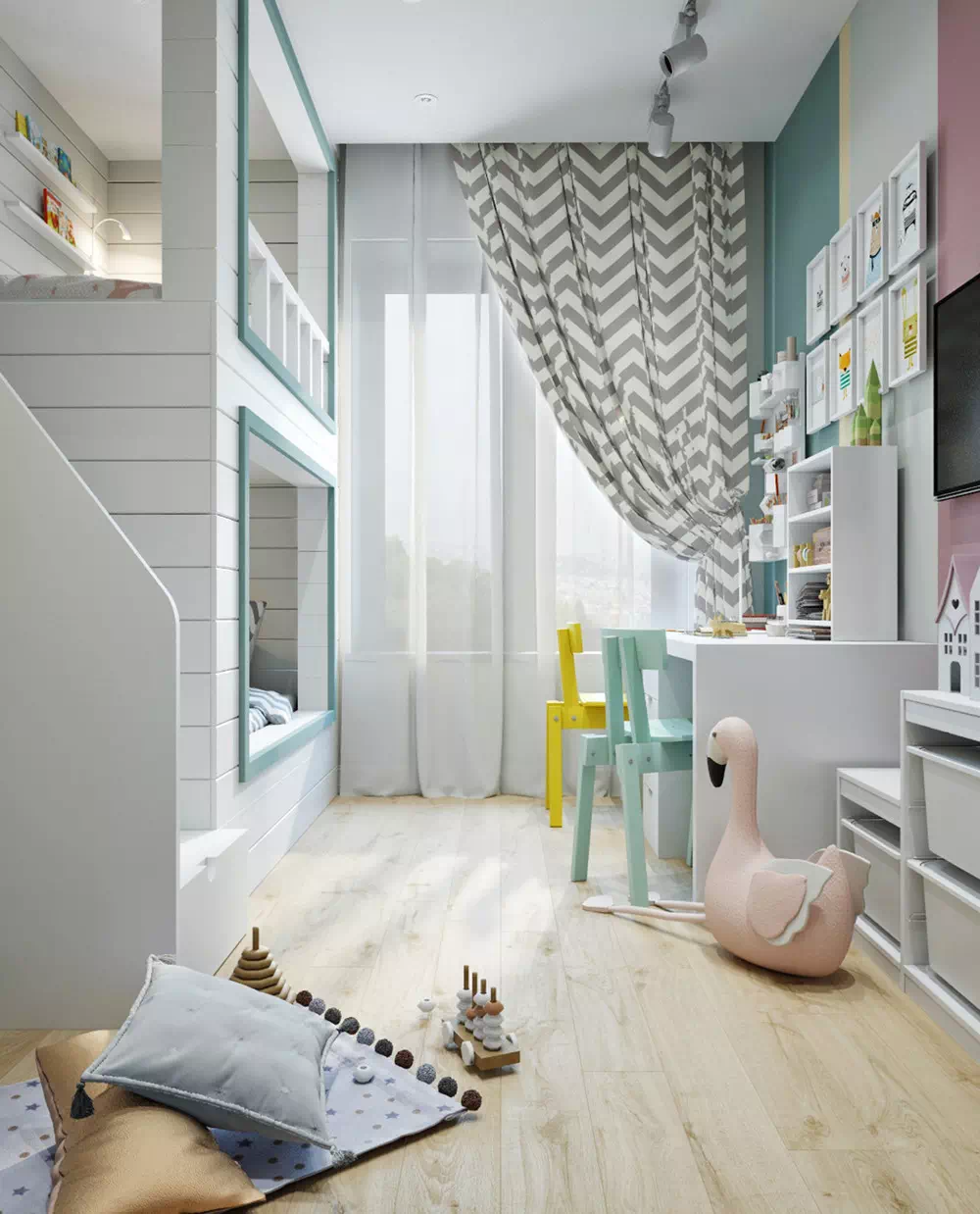 идей дизайна детской комнаты для двоих разнополых детей | paraskevat.ru