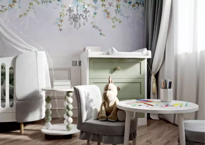 Классическая мебель в детскую для новорожденного мальчика — проект 6829