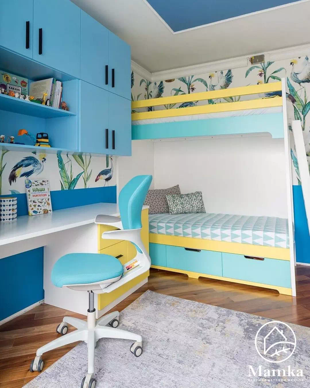 Красочный дизайн детской спальни для 2 мальчиков 3