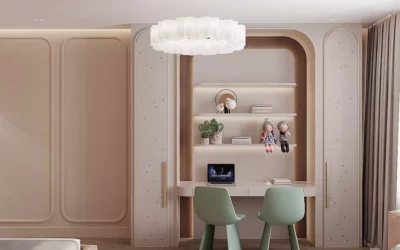 Лаконичный дизайн детской комнаты для 2 детей – интерьер спальни в нежных тонах