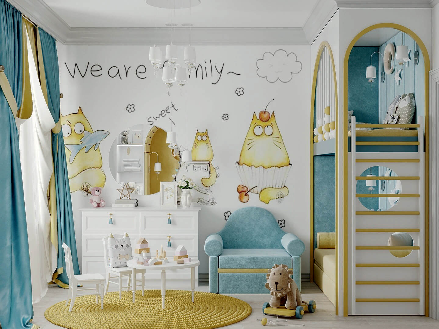 Мебель детской комнаты девочки 2-5 лет проект 4611-4