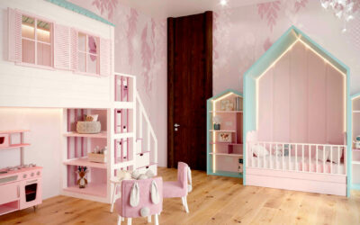 Нежно-розовая мебель в детскую комнату новорожденной девочки — проект 4045