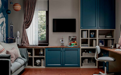 Мебель синего цвета в детскую комнату школьника-подростка — проект 5475