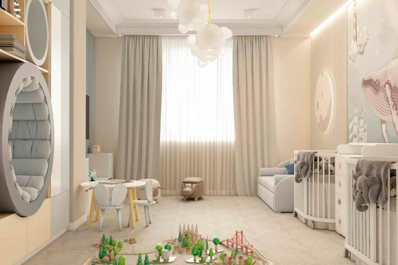 Мебель детской спальни новорожденных проект 4597-2