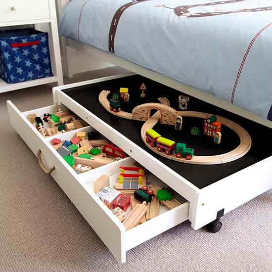 Мебель для детской: встроенные ящики кровати