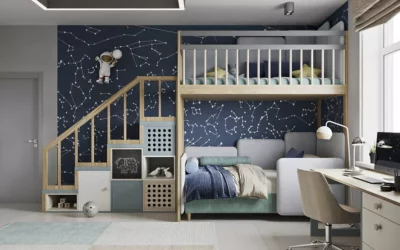 Мебель в комнату мальчика с интерьером в космической тематике — проект 6553