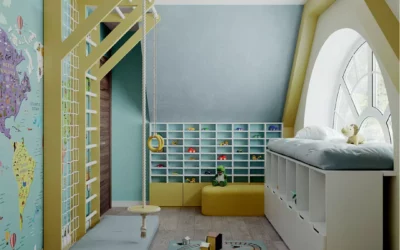 Мебель в детскую комнату мальчика со спортивным уголком и игровым пространством — проект 8669