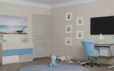 Необычная мебель в стиле минимализм в детскую маленького мальчика — проект 4907-1