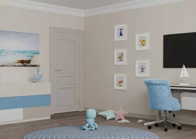Необычная мебель в стиле минимализм в детскую маленького мальчика — проект 4907-1
