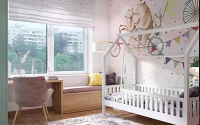Необычный дизайн детской с веселым ребяческим декором и практичной мебелью