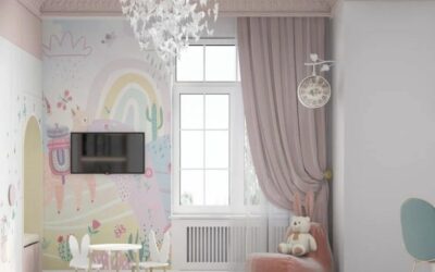 Нежный дизайн интерьера комнаты для девочки-дошкольницы с оригинальным оформлением