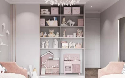 Нежный дизайн спальни для девочек в молочных и приглушенных розовых оттенках