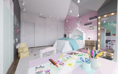 Светлый и яркий дизайн маленькой детской комнаты для девочки