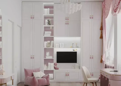 Роскошная мебель в детскую девочки, оформленную в современном стиле — проект 5061