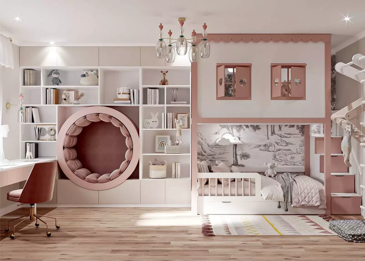 Розовая мебель в детскую комнату девочки 5813-3