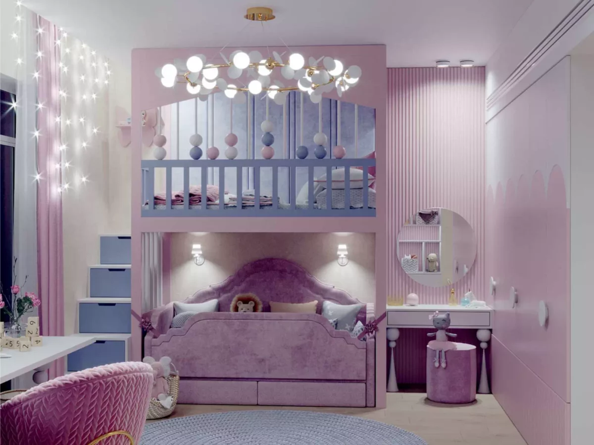 Сиренево-розовая мебель в детскую девочки 6317-1-11