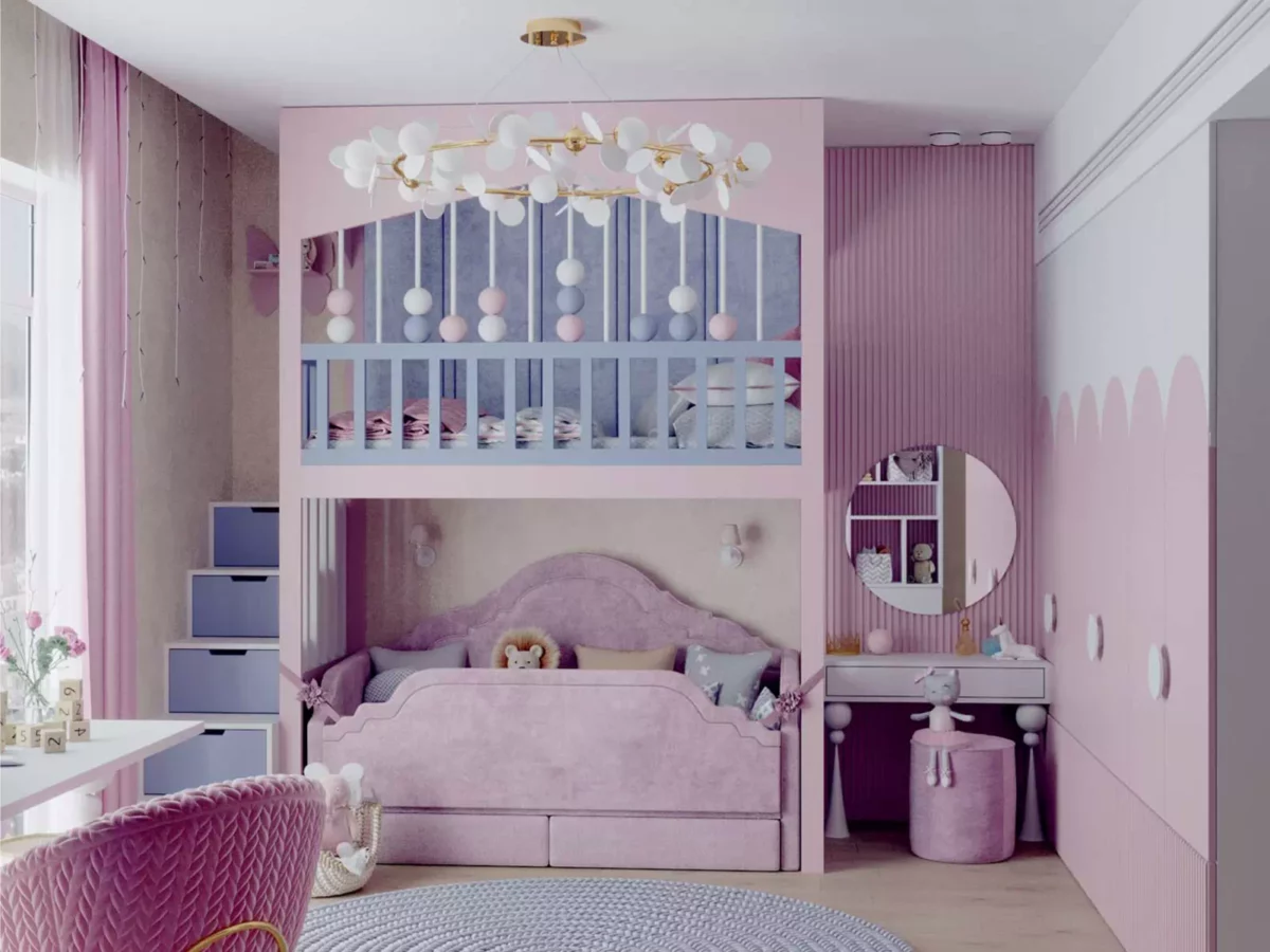 Сиренево-розовая мебель в детскую девочки 6317-1-12