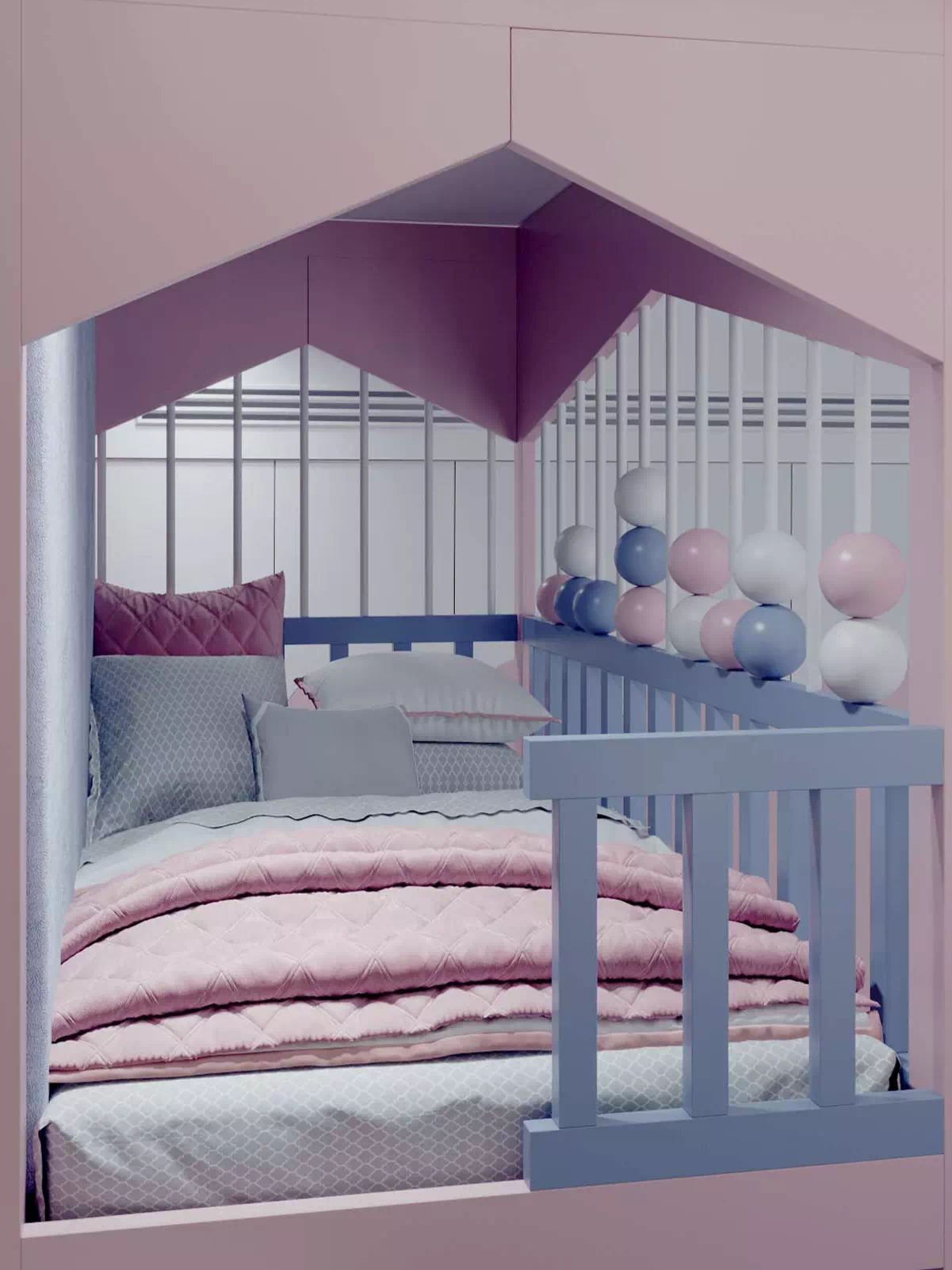 Сиренево-розовая мебель в детскую девочки 6317-1-3