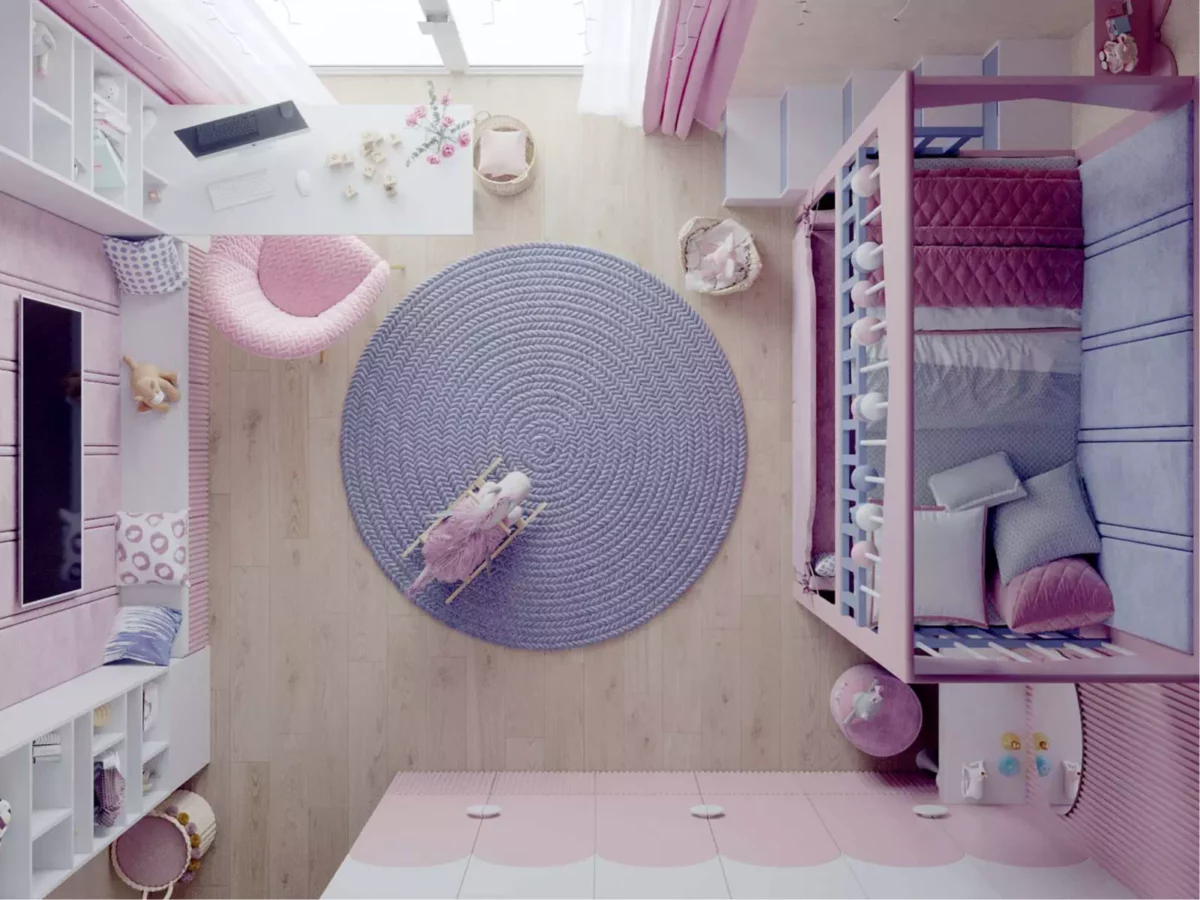 Сиренево-розовая мебель в детскую девочки 6317-1-5