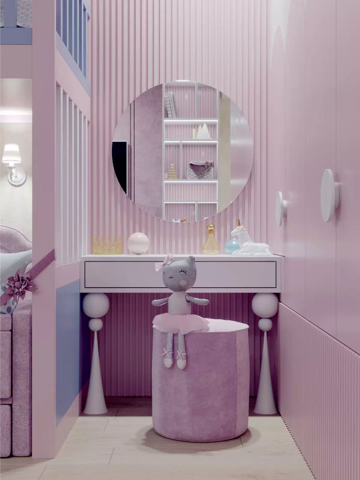 Сиренево-розовая мебель в детскую девочки 6317-1-7