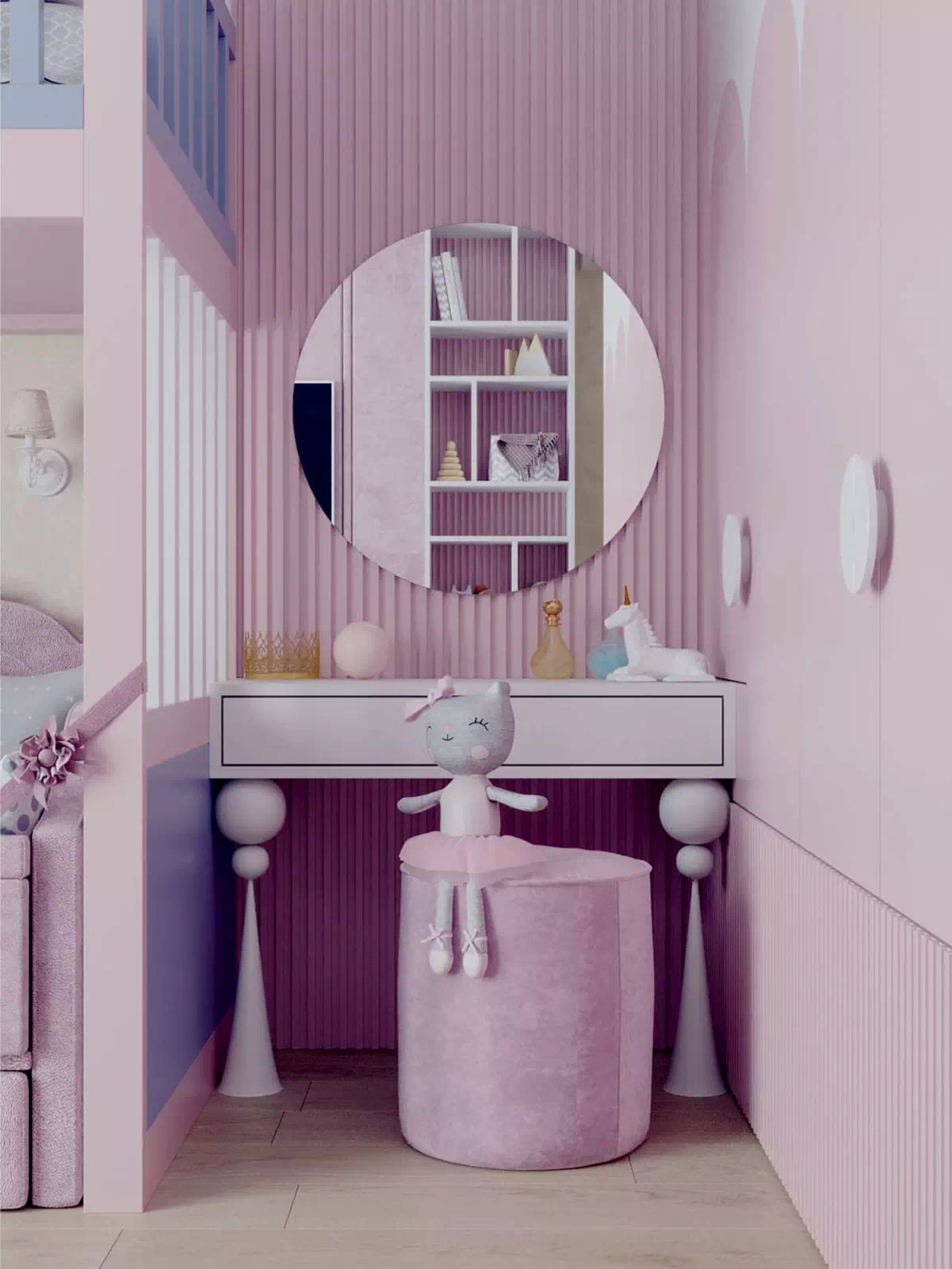Сиренево-розовая мебель в детскую девочки 6317-1-8