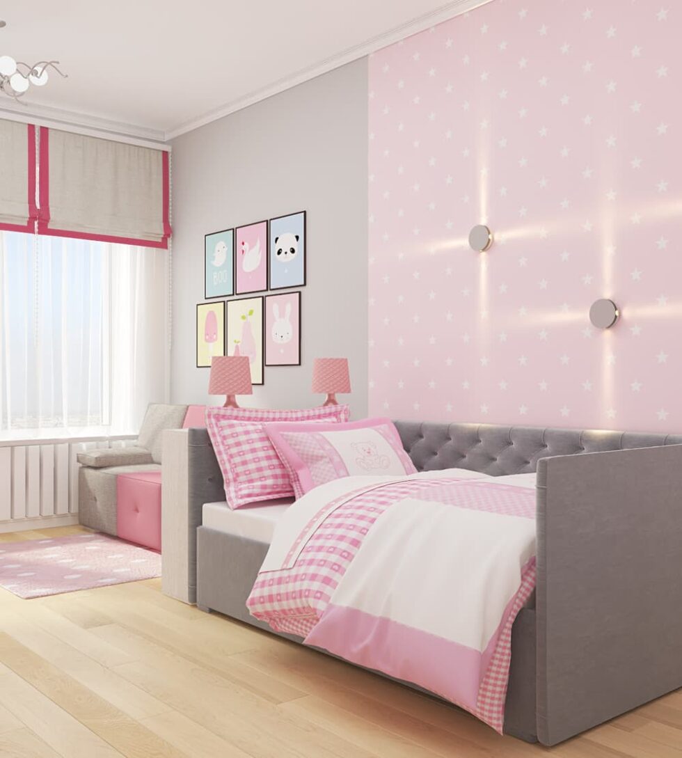 Детская комната с розовой мебелью
